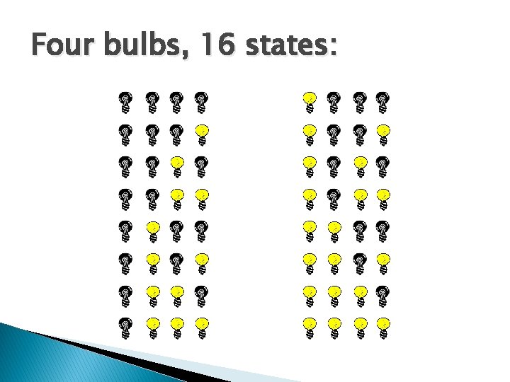 Four bulbs, 16 states: 