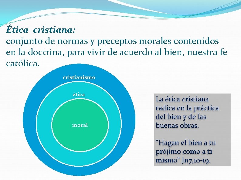 Ética cristiana: conjunto de normas y preceptos morales contenidos en la doctrina, para vivir