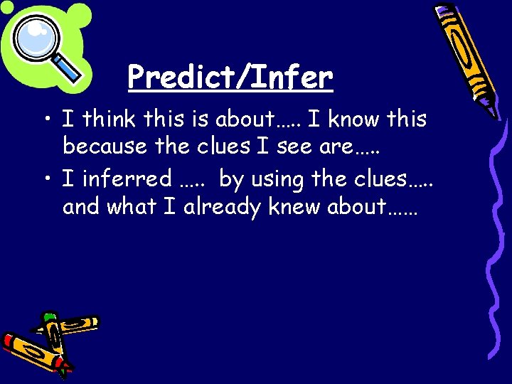 Predict/Infer • I think this is about…. . I know this because the clues
