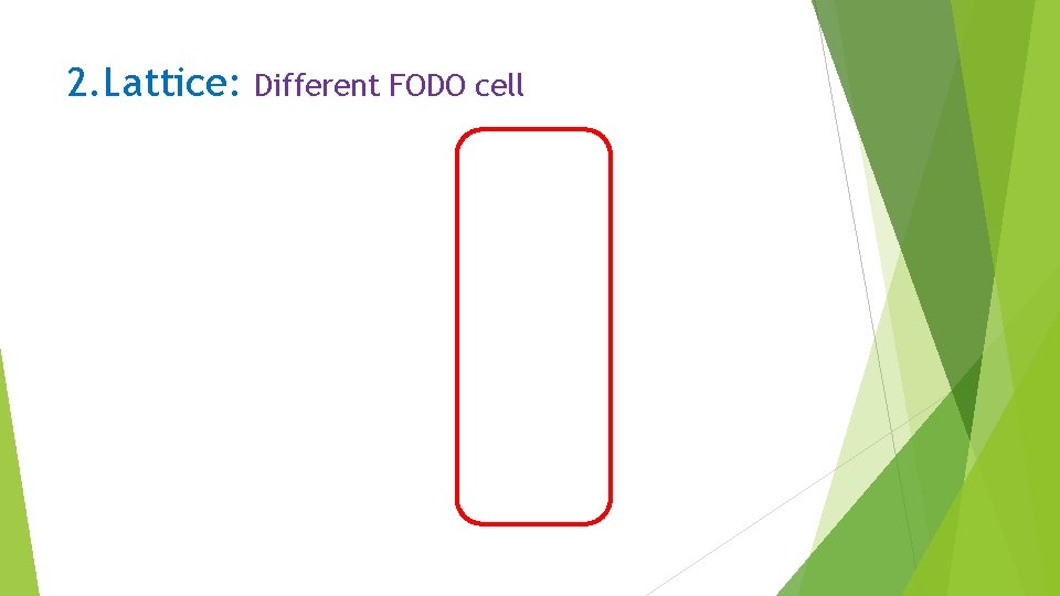 2. Lattice: Different FODO cell 2. Lattice: Different FODO cell