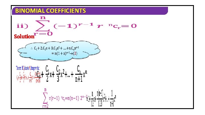 BINOMIAL COEFFICIENTS Solution 