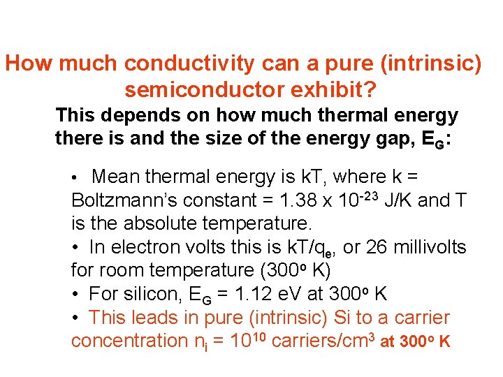 How much conductivity can a pure (intrinsic) semiconductor exhibit? This depends on how much