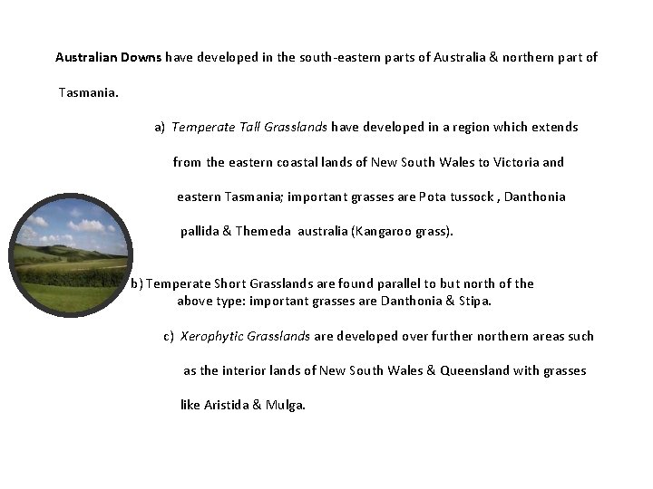 Australian Downs have developed in the south-eastern parts of Australia & northern part of