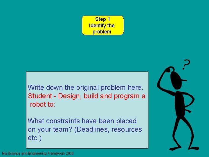 Step 1 Identify the problem Write down the original problem here. Student - Design,
