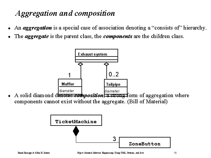 Aggregation and composition ¨ ¨ An aggregation is a special case of association denoting