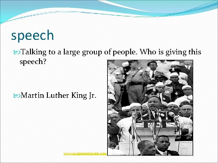 speech Talking to a large group of people. Who is giving this speech? Martin