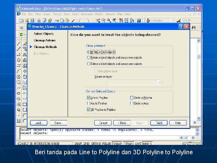 Beri tanda pada Line to Polyline dan 3 D Polyline to Polyline 