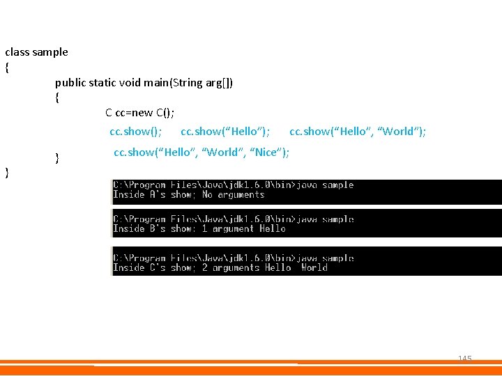 class sample { public static void main(String arg[]) { C cc=new C(); cc. show();