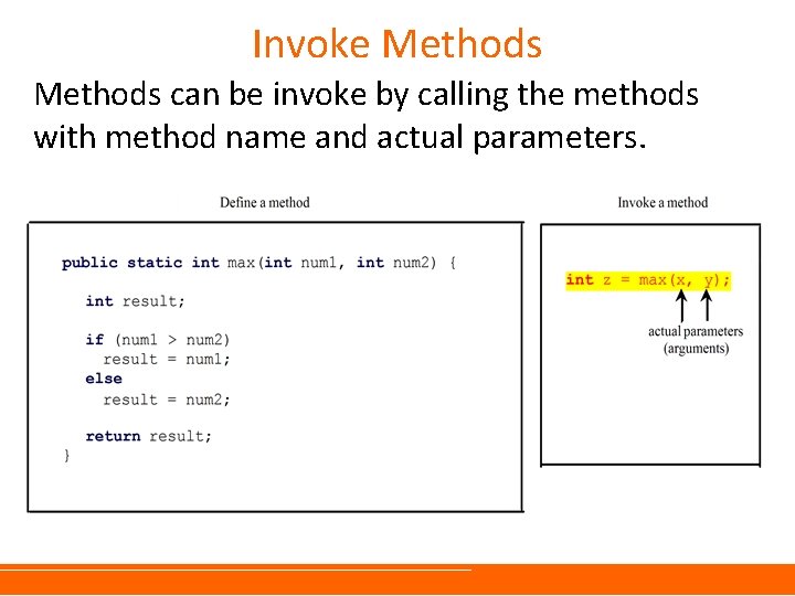 Invoke Methods can be invoke by calling the methods with method name and actual Invoke Methods can be invoke by calling the methods with method name and actual