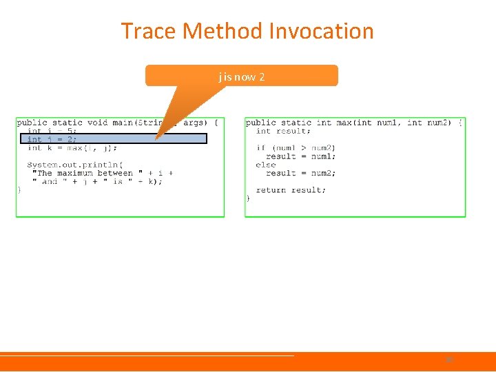 Trace Method Invocation j is now 2 36 Trace Method Invocation j is now 2 36
