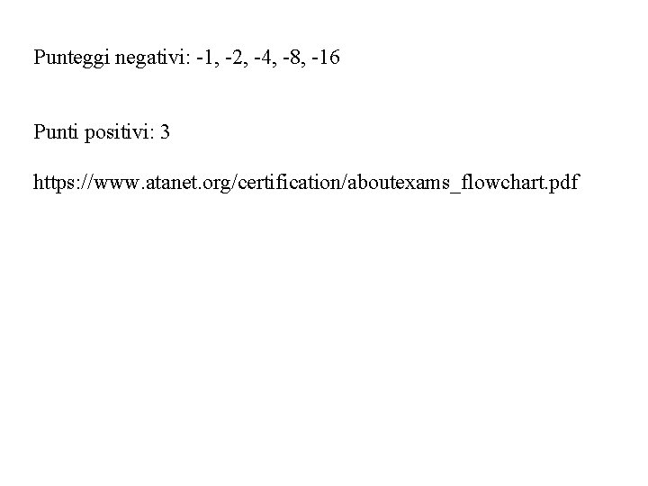 Punteggi negativi: -1, -2, -4, -8, -16 Punti positivi: 3 https: //www. atanet. org/certification/aboutexams_flowchart.