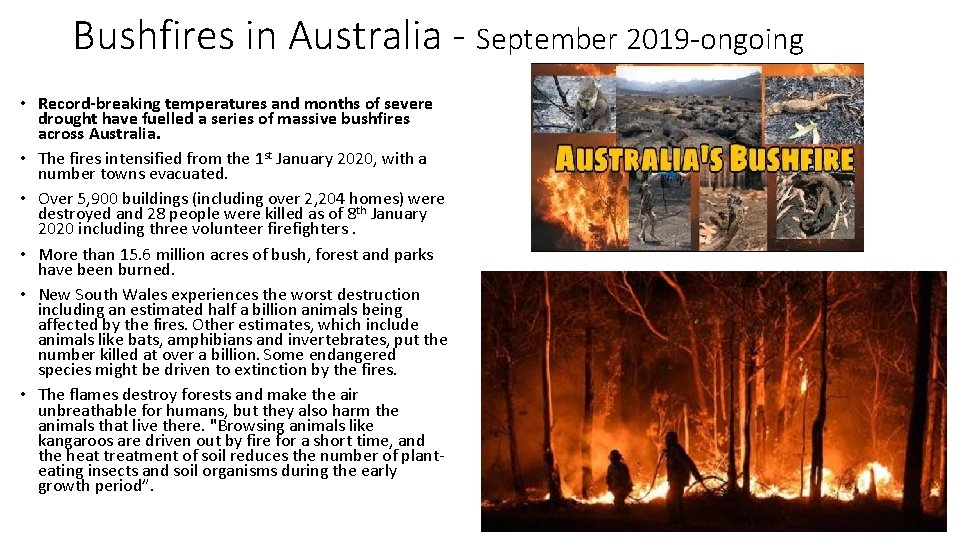 Bushfires in Australia - September 2019 -ongoing • Record-breaking temperatures and months of severe