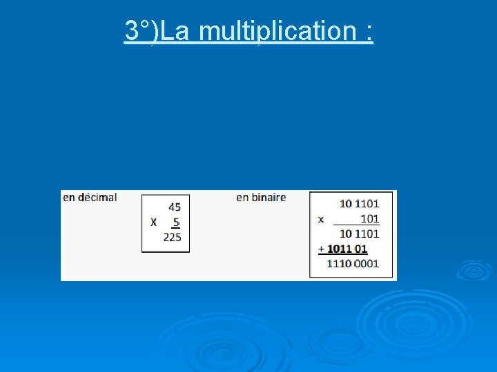 3°)La multiplication : 
