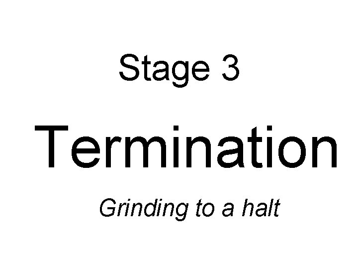 Stage 3 Termination Grinding to a halt 