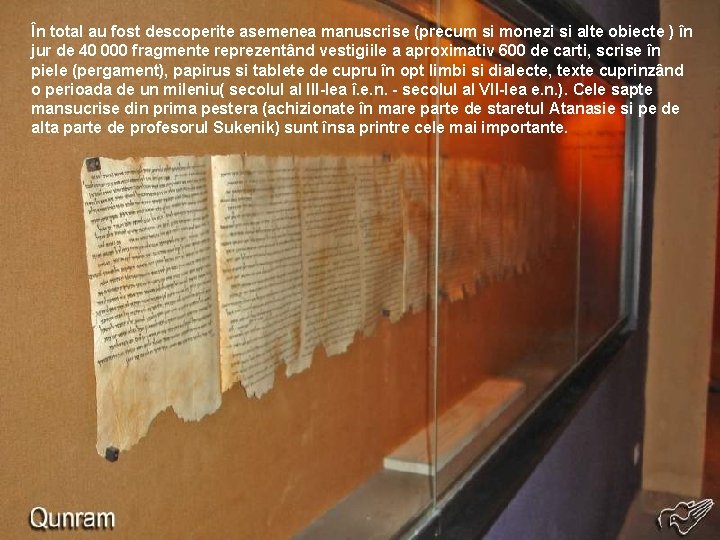 În total au fost descoperite asemenea manuscrise (precum si monezi si alte obiecte )