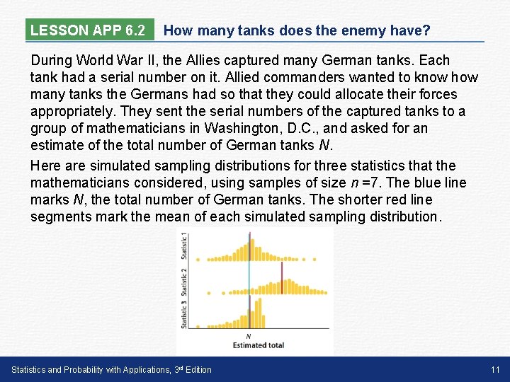 LESSON APP 6. 2 How many tanks does the enemy have? During World War