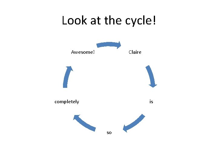 Look at the cycle! Awesome! Claire completely is so 