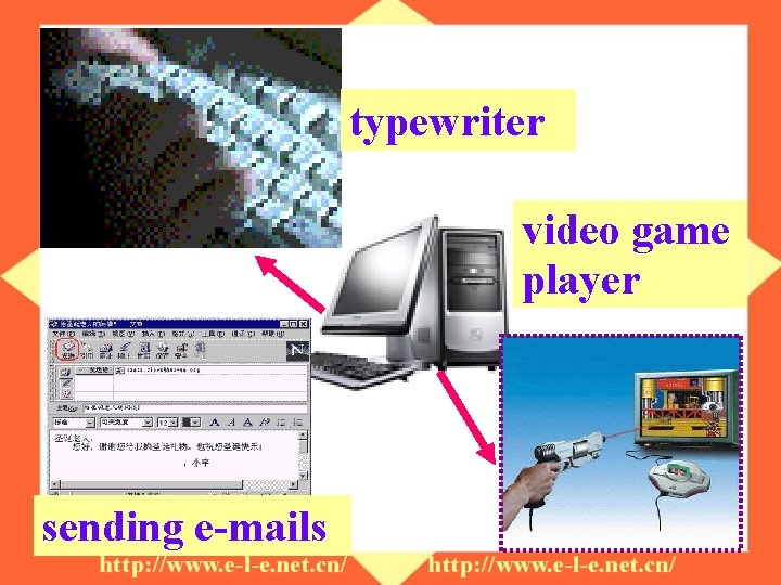 typewriter video game player sending e-mails 