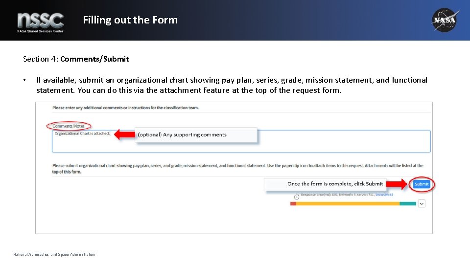 Filling out the Form Section 4: Comments/Submit • If available, submit an organizational chart Filling out the Form Section 4: Comments/Submit • If available, submit an organizational chart