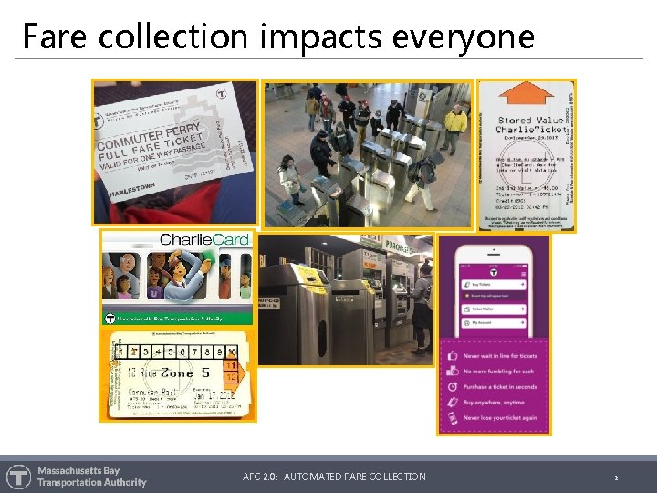 Fare collection impacts everyone AFC 2. 0: AUTOMATED FARE COLLECTION 2 