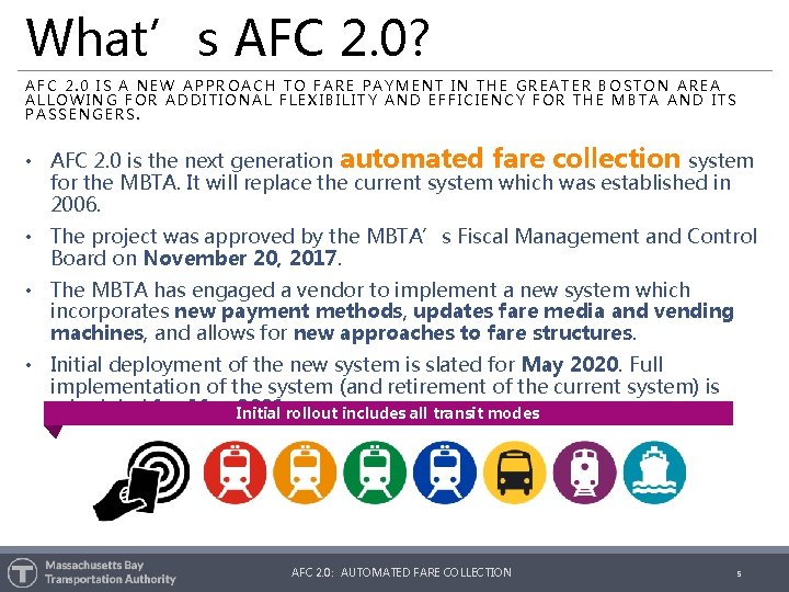 What’s AFC 2. 0? AFC 2. 0 IS A NEW APPROACH TO FARE PAYMENT