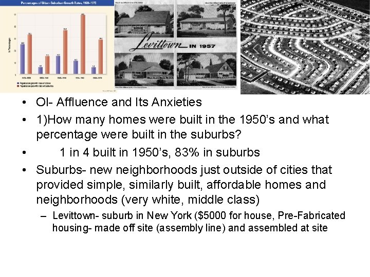  • OI- Affluence and Its Anxieties • 1)How many homes were built in