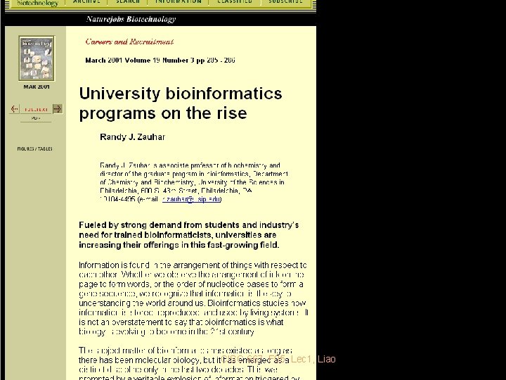 CISC 667, F 05, Lec 1, Liao 