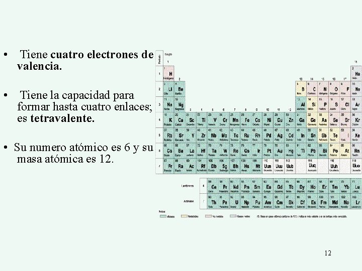  • Tiene cuatro electrones de valencia. • Tiene la capacidad para formar hasta