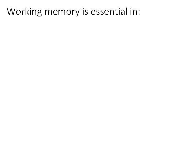 Working memory is essential in: 