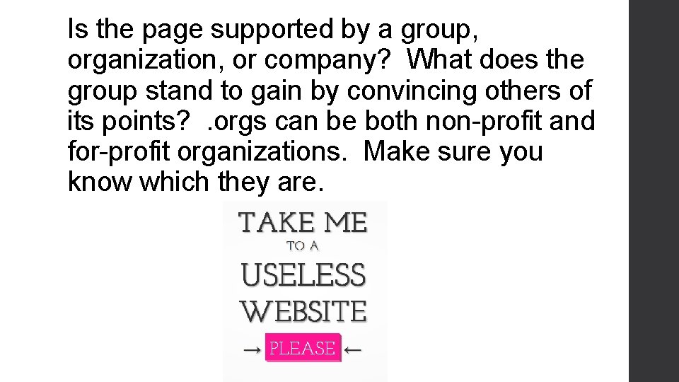 Is the page supported by a group, organization, or company? What does the group