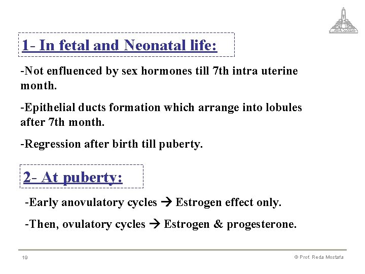 1 - In fetal and Neonatal life: -Not enfluenced by sex hormones till 7