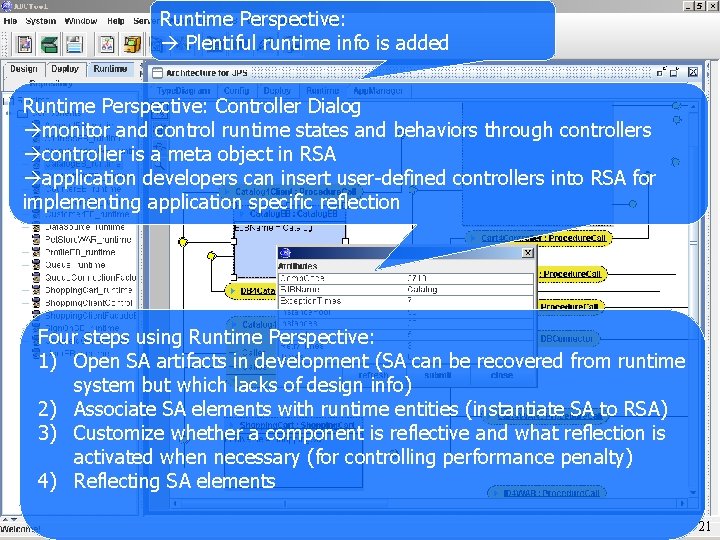 Runtime Perspective: Plentiful runtime info is added Runtime Perspective: Controller Dialog monitor and control