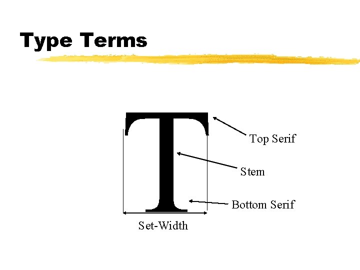 Type Terms T Set-Width Top Serif Stem Bottom Serif 