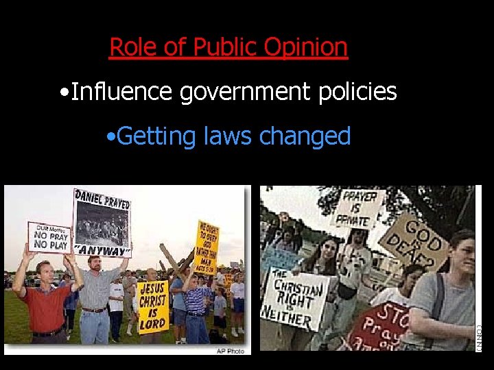 Role of Public Opinion • Influence government policies • Getting laws changed 