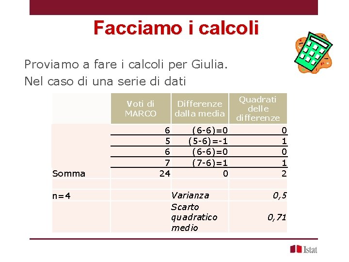 Facciamo i calcoli Proviamo a fare i calcoli per Giulia. Nel caso di una