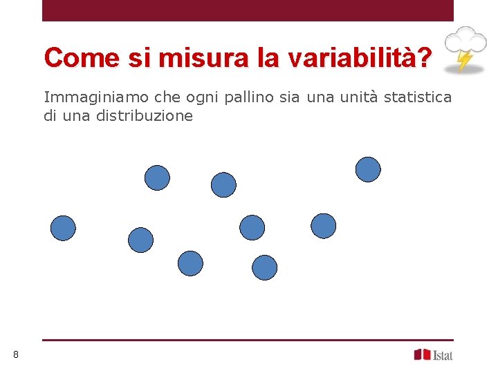 Come si misura la variabilità? Immaginiamo che ogni pallino sia unità statistica di una