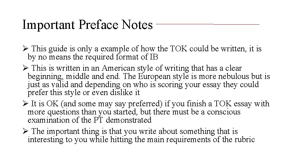 Important Preface Notes Ø This guide is only a example of how the TOK
