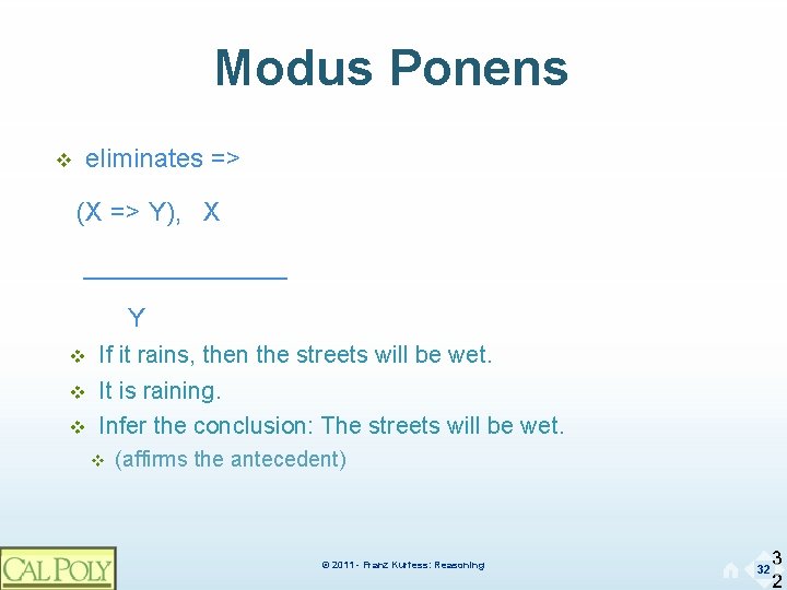 Modus Ponens v eliminates => (X => Y), X _______ Y v v v