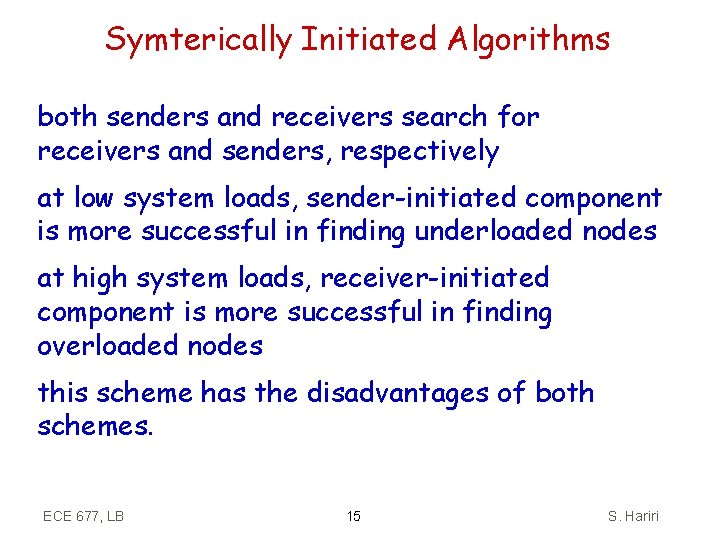 Symterically Initiated Algorithms both senders and receivers search for receivers and senders, respectively at