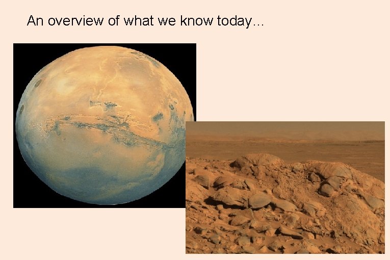 An overview of what we know today… An overview of what we know today…
