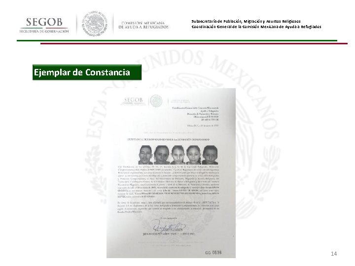 Subsecretaría de Población, Migración y Asuntos Religiosos Coordinación General de la Comisión Mexicana de