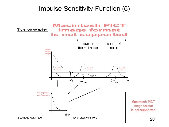 Impulse Sensitivity Function (6) Total phase noise: due to thermal noise n osc due