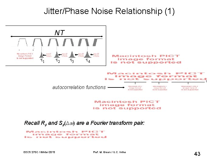 Jitter/Phase Noise Relationship (1) NT 1 2 3 4 autocorrelation functions Recall R and