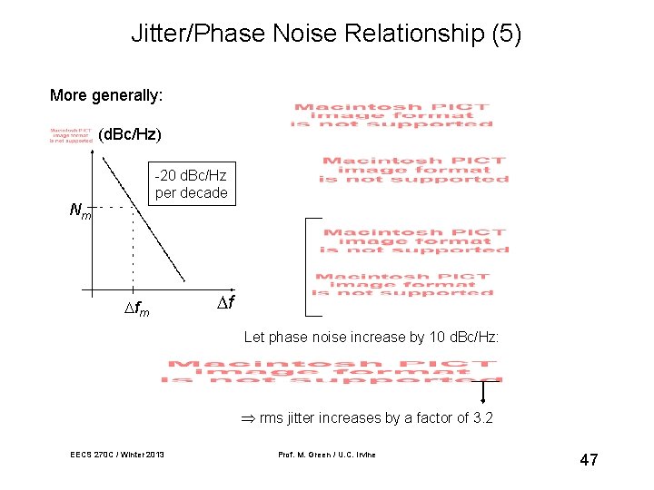 Jitter/Phase Noise Relationship (5) More generally: (d. Bc/Hz) -20 d. Bc/Hz per decade Nm