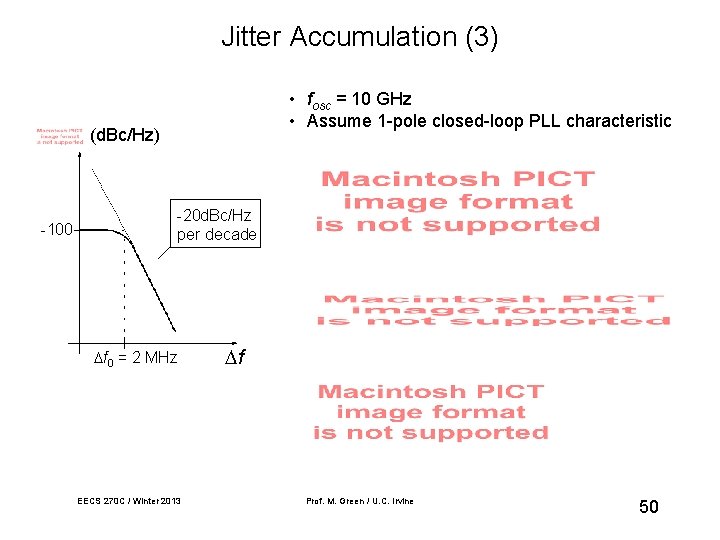 Jitter Accumulation (3) • fosc = 10 GHz • Assume 1 -pole closed-loop PLL