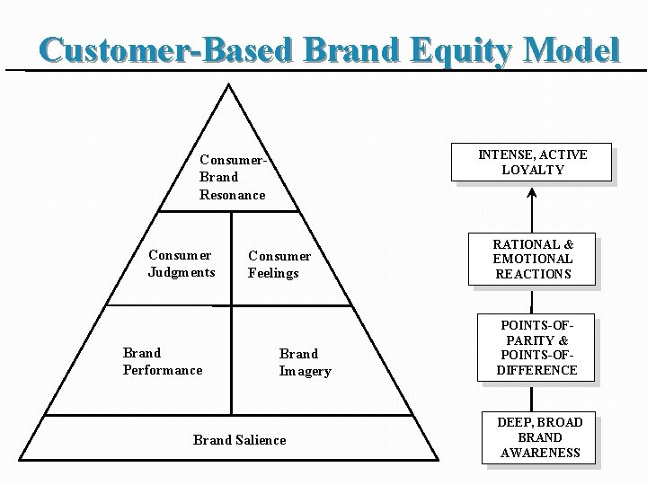 Customer-Based Brand Equity Model INTENSE, ACTIVE LOYALTY Consumer. Brand Resonance Consumer Judgments Brand Performance