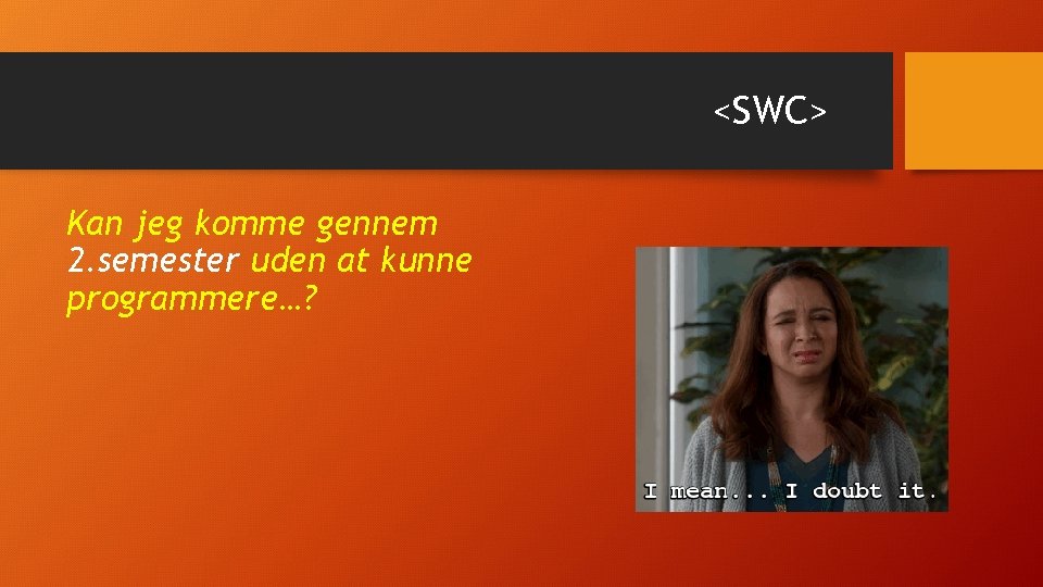 <SWC> Kan jeg komme gennem 2. semester uden at kunne programmere…? 