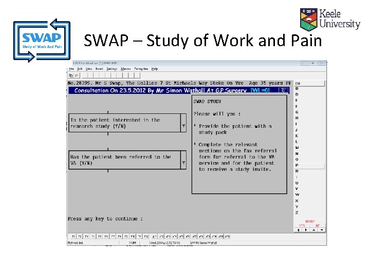 SWAP – Study of Work and Pain 