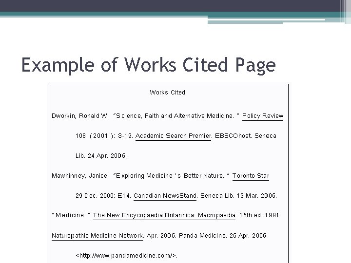 Example of Works Cited Page Example of Works Cited Page