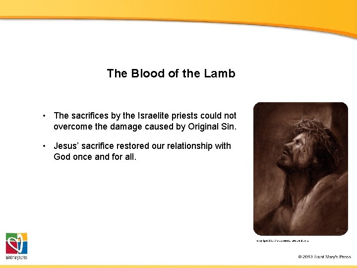 The Blood of the Lamb • The sacrifices by the Israelite priests could not